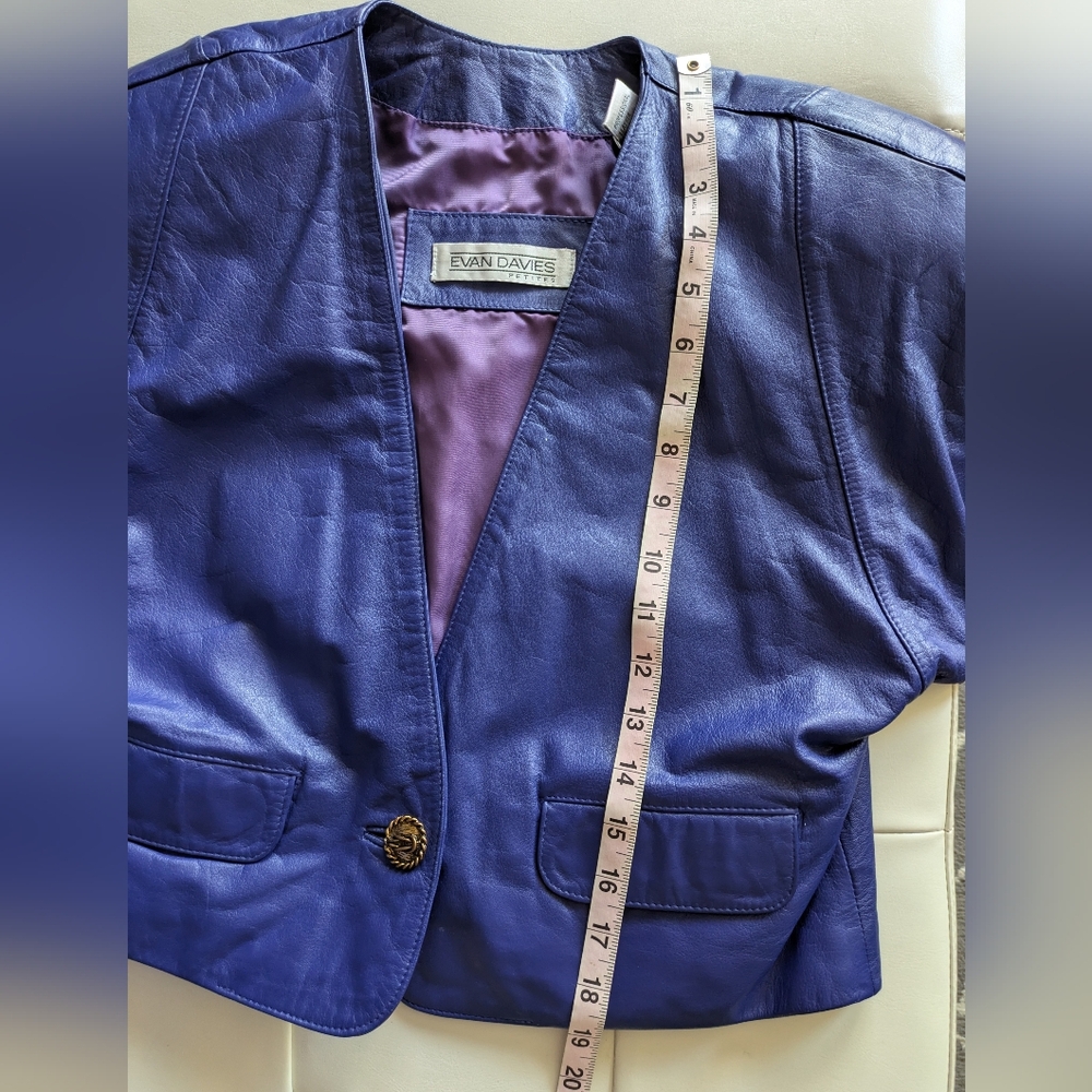 Vintage 80's Blue Leather Jacket - Picture 7 of 13